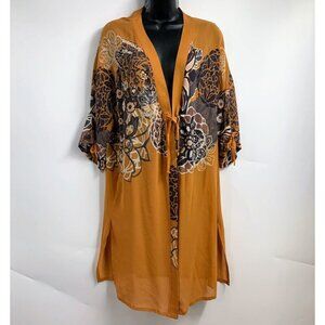 Lea‎ Gottlieb Women's Floral Tie Front Floral 3/4 Sleeve Kimono Size S